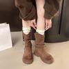 Женские ботинки на толстой подошве с голенищем средней длины, новые осенне-зимние 2025, мартины, нескользящие, маленькие вестерны, мартины на толстой подошве
