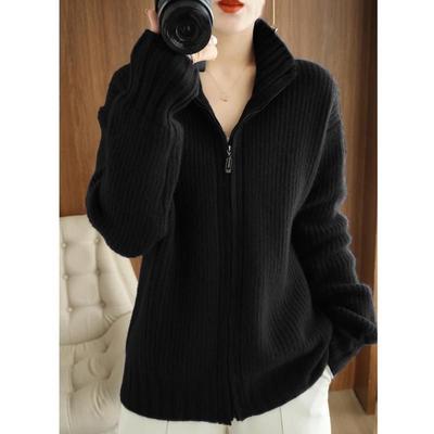 Осень и Зима Кардиган средней длины Вязаный свитер Свитер Большой размер Ленивый стиль Топ с длинным рукавом Куртка Женская