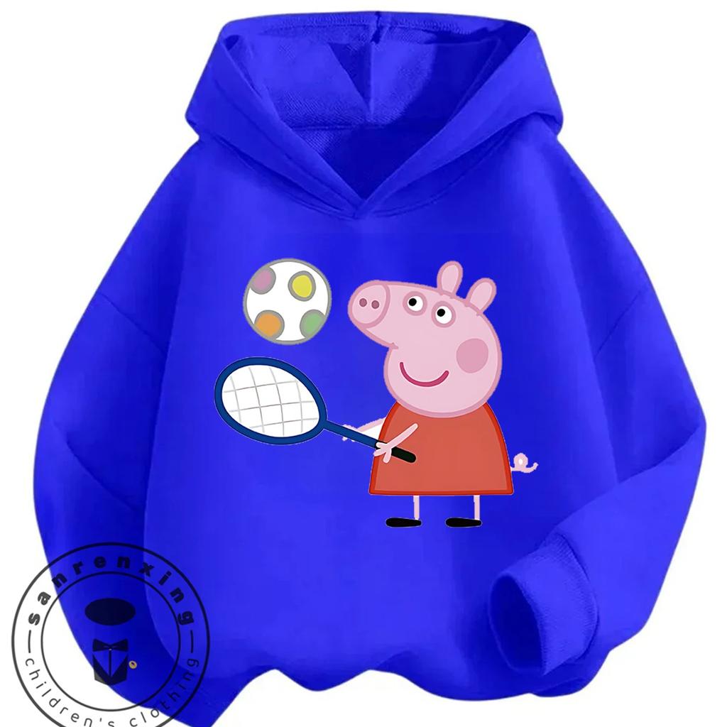 Daily Casual Hooded Top Cute Cartoon Print Winter Trendy Youth Wear Peppa Pig Boys Girls 3 14