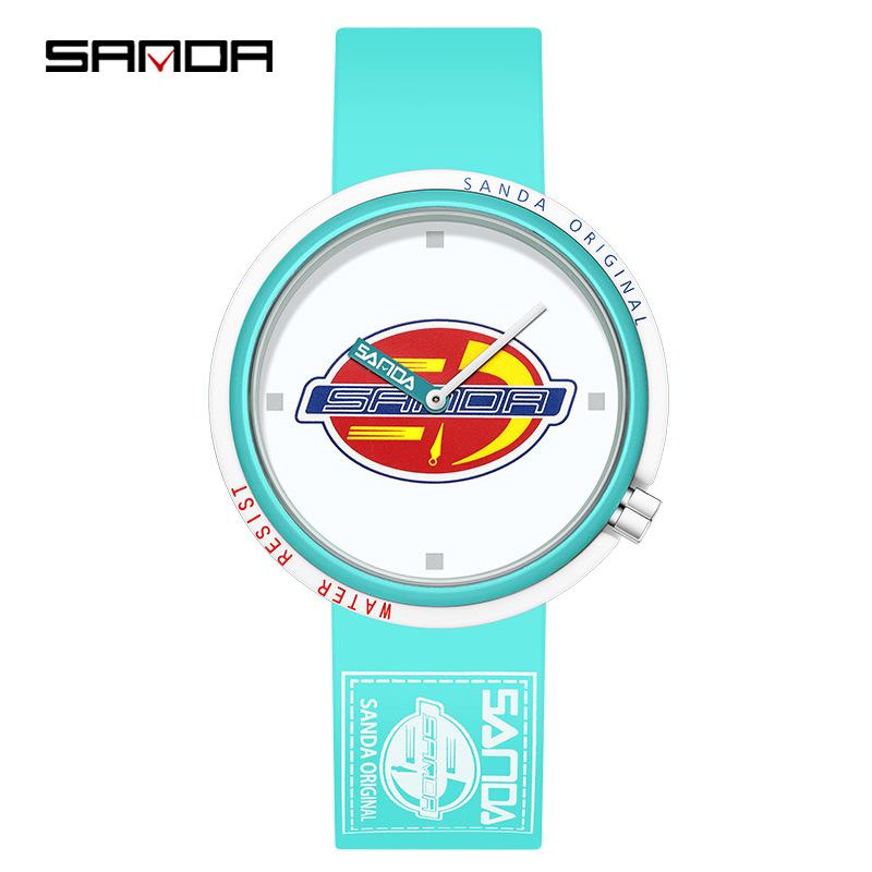 SANDA Новые кварцевые часы с силиконовой лентой, водонепроницаемые студенческие, водонепроницаемые классные часы для мужчин и женщин на открытом воздухе