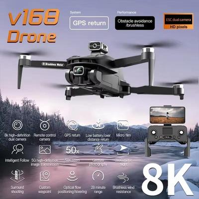 Новый дрон V168 8K 5G GPS Профессиональный HD для аэрофотосъемки Дрон с двумя камерами Всенаправленное предотвращение препятствий Оригинальный квадрокоптер