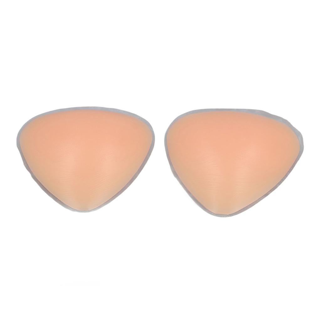 1 Pair Silicone Bra Inserts Extra Thick Waterproof Reusable Self Adhesive Triangular Shape Push Up Pads Flesh Color