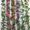 220cm Artificial Flower Rose Vine Hanging Garland Party Home Wedding Decoration