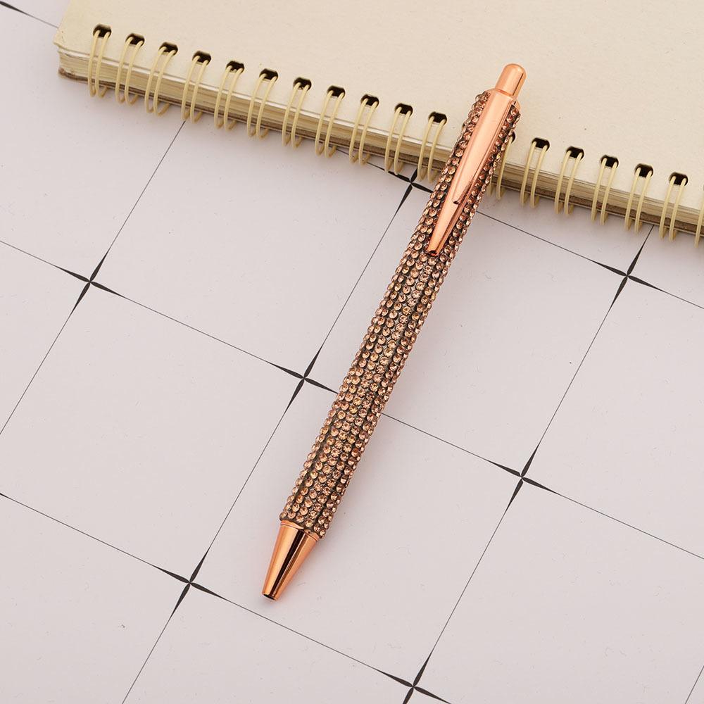 Шариковая ручка Press Rhinestone Rose Gold, роскошные милые свадебные металлические канцелярские принадлежности для школы и офиса, 4 шт.
