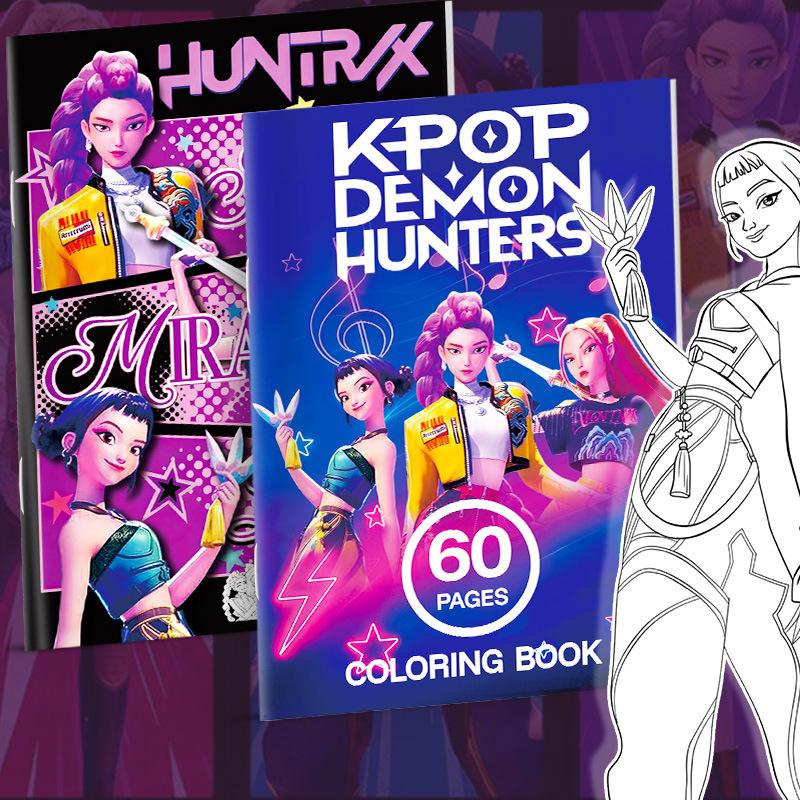 Kpop Demon Hunters Anime Coloring Book, Cute Line Art Drawing Book for Kids, Ideal Gift for Fans