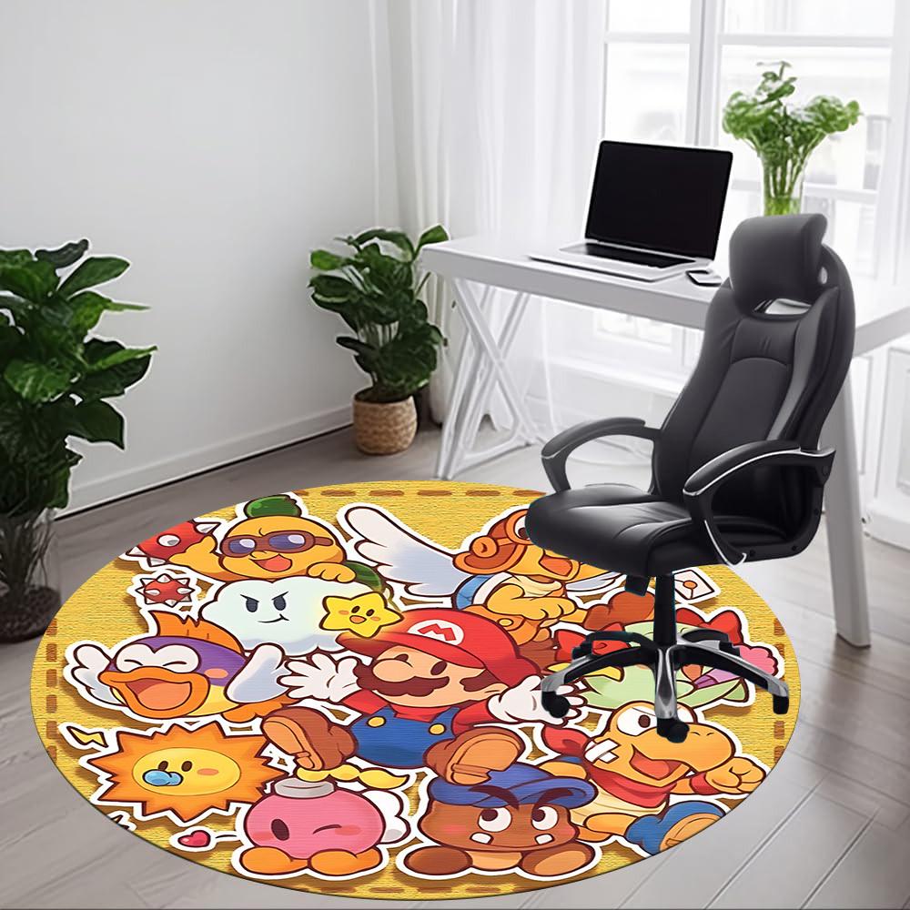 1pc Mario Characters Office Round Area Rug, Under Office Chairs Bedroom Living Room Home Decor a1016267