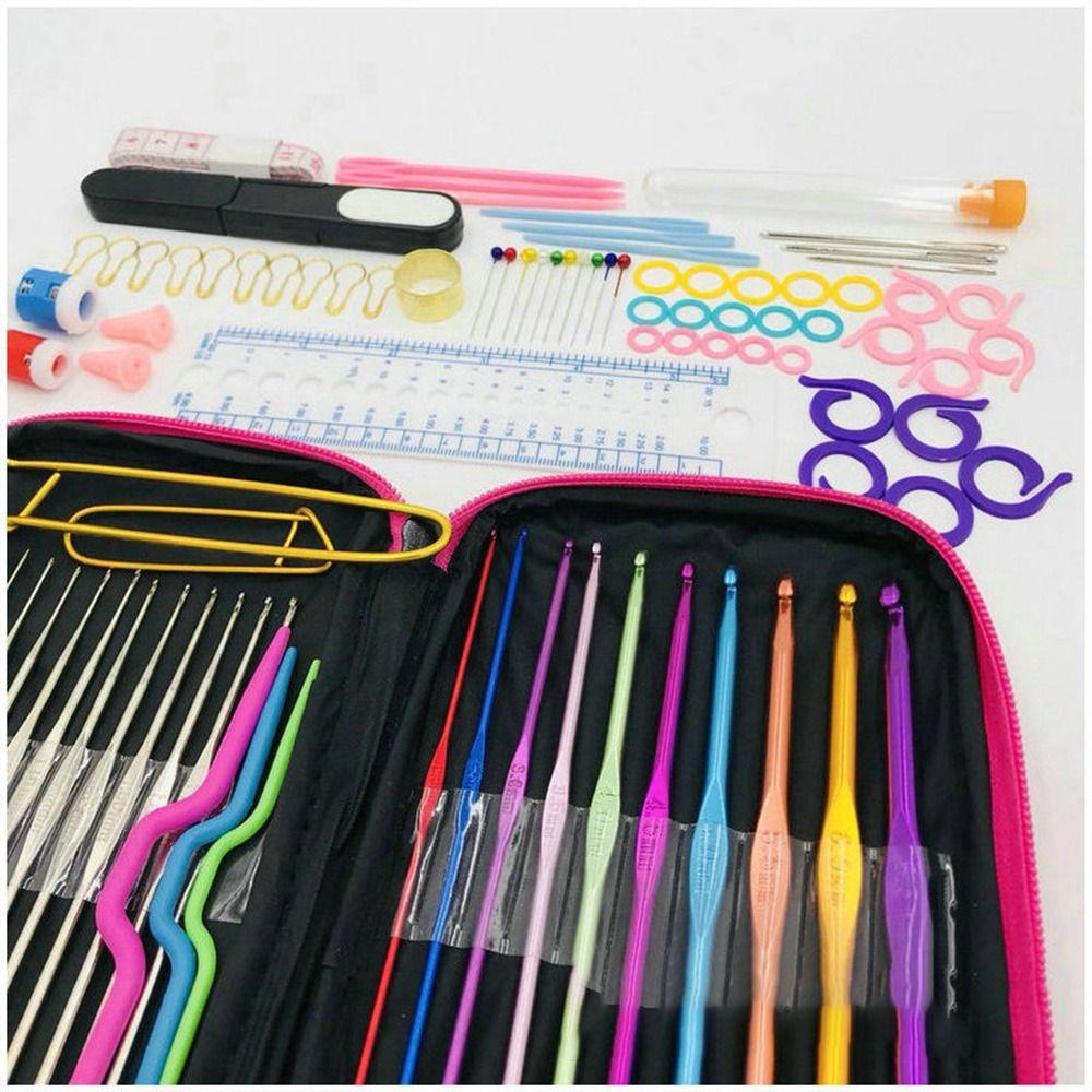 Aluminium Yarn Weave Craft Set 100 Piece Crochet Bag Metal Crochet Knitting Needles Crochet Hooks
