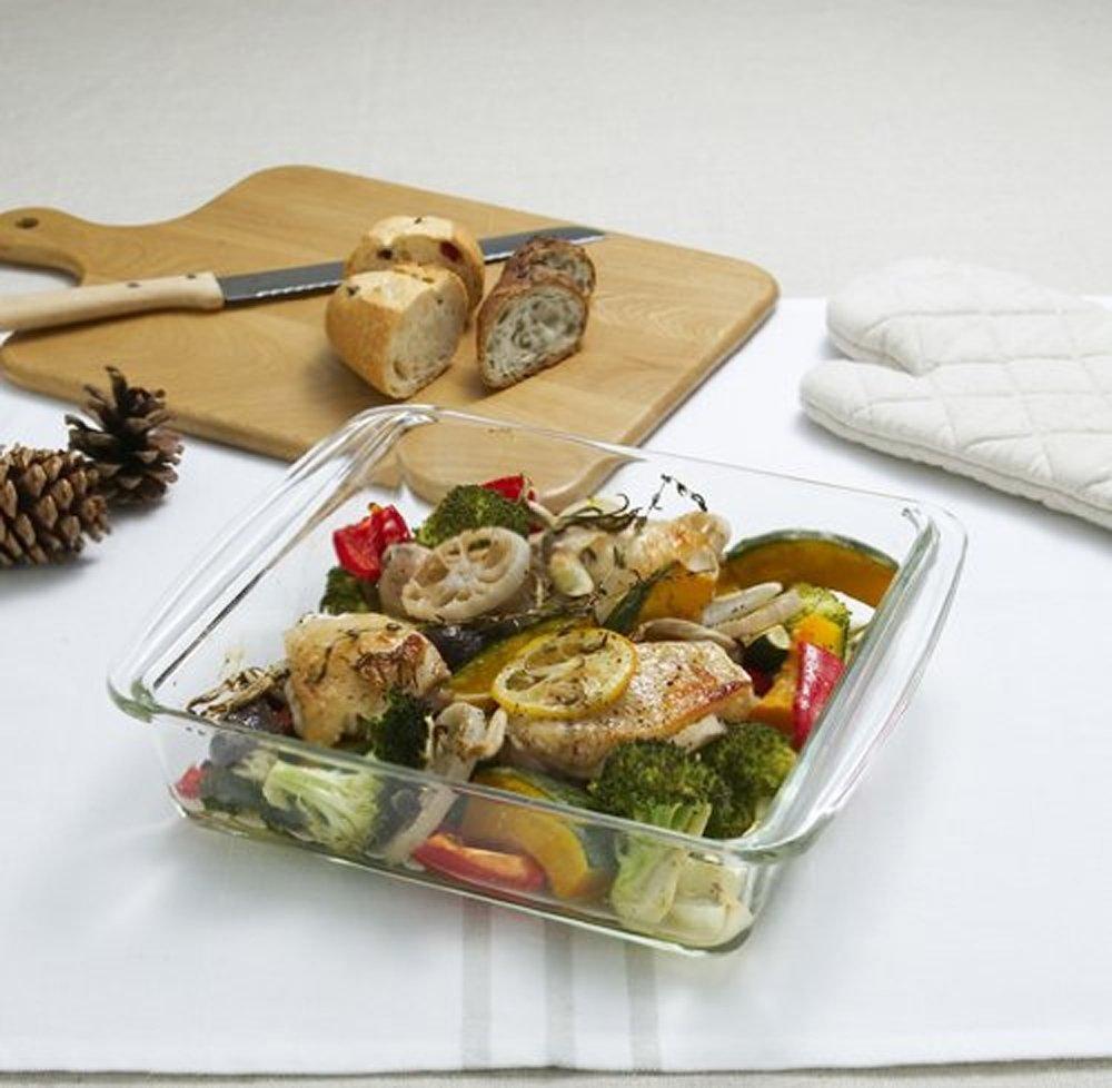 iwaki Heat-Resistant Glass Cake Pan/Gratin Dish, Rectangular, 25.5 x 21 x 6 cm, KBC222
