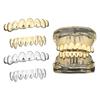 Removable Hip Hop Grillzs Set for Parties Concerts Costumes Top Bottom 8 Teeth Silver/Gold Tone Jewelry Accessories