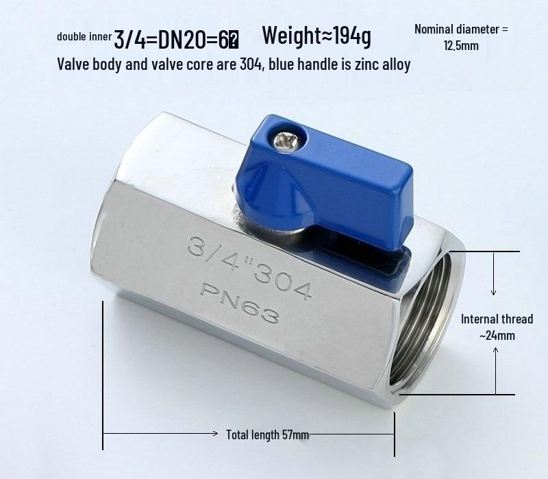 304 Stainless Steel Mini Manual Ball Valve with Male & Double Female Threads