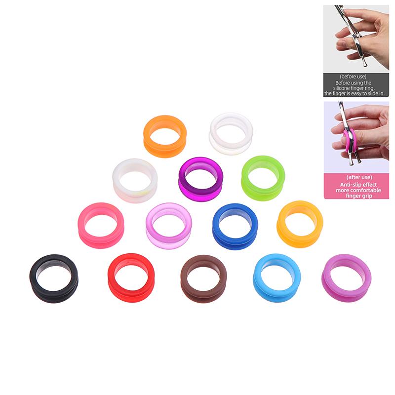 10Pcs Salon Hair Scissors Silicone Finger Rings Scissors Inserts Groomer Accessories Handle Rings For Barber Shears