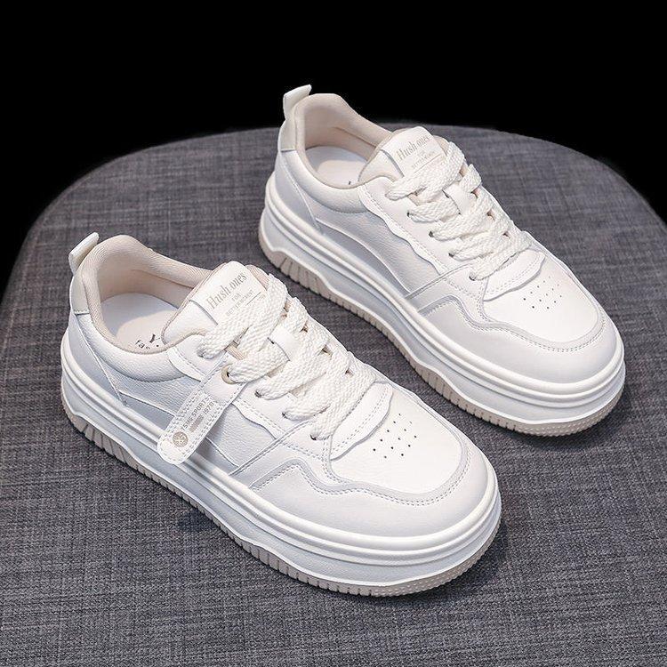 Кожаные белые туфли женские весенние новые женские удобные простые кроссовки на платформе повседневные универсальные цветовые сочетания женские туфли