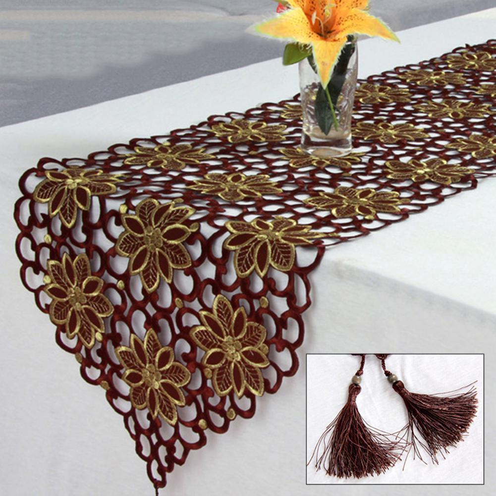 Классический обеденный журнальный столик с цветочной вышивкой, подставка для столовых приборов, домашний декор