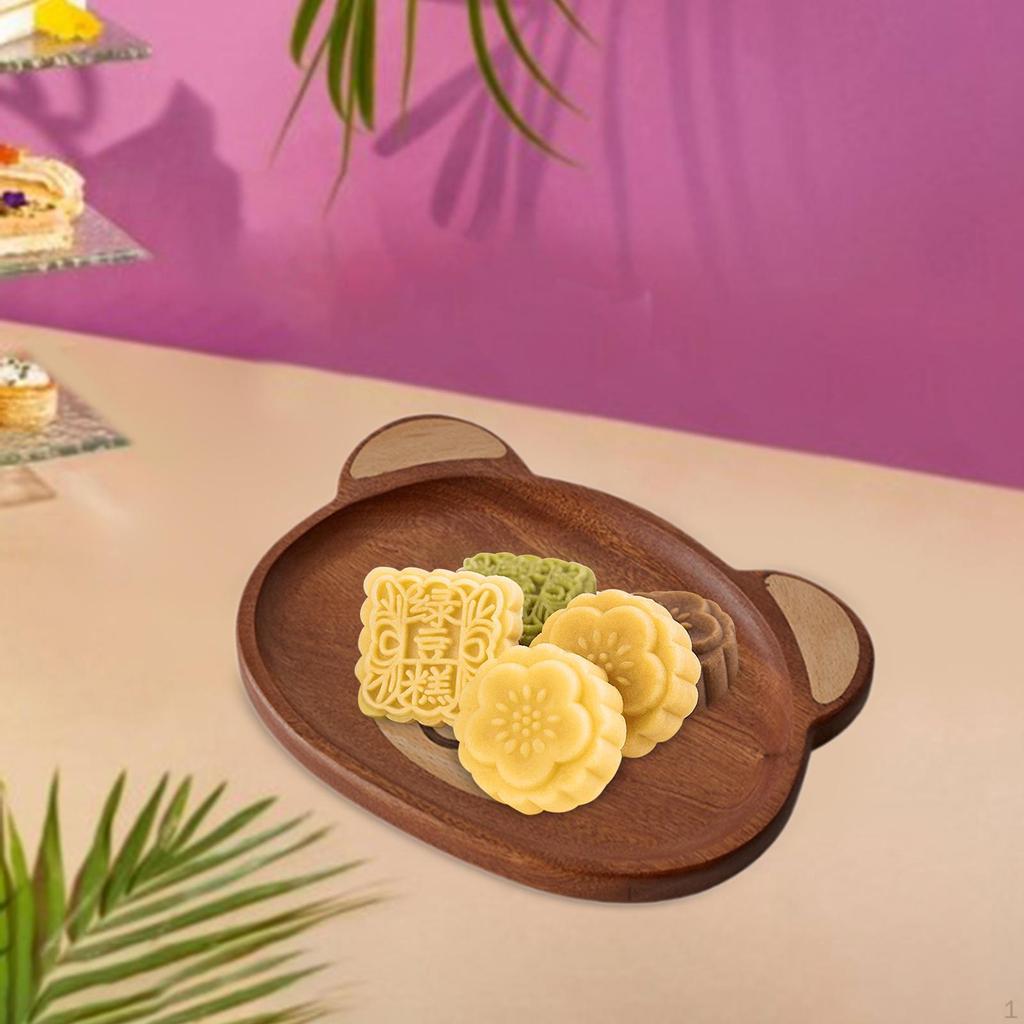 Поднос деревянный с рисунком медведя для демонстрации еды и мероприятий