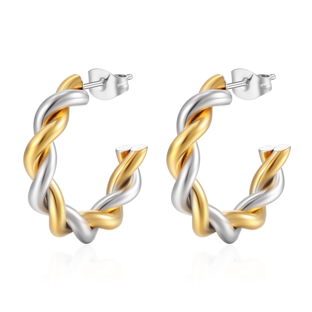 Серьги Twist из нержавеющей стали, легкие, роскошные, женские, трендовые, золотые, C-образные серьги, украшения для ушей из титановой стали