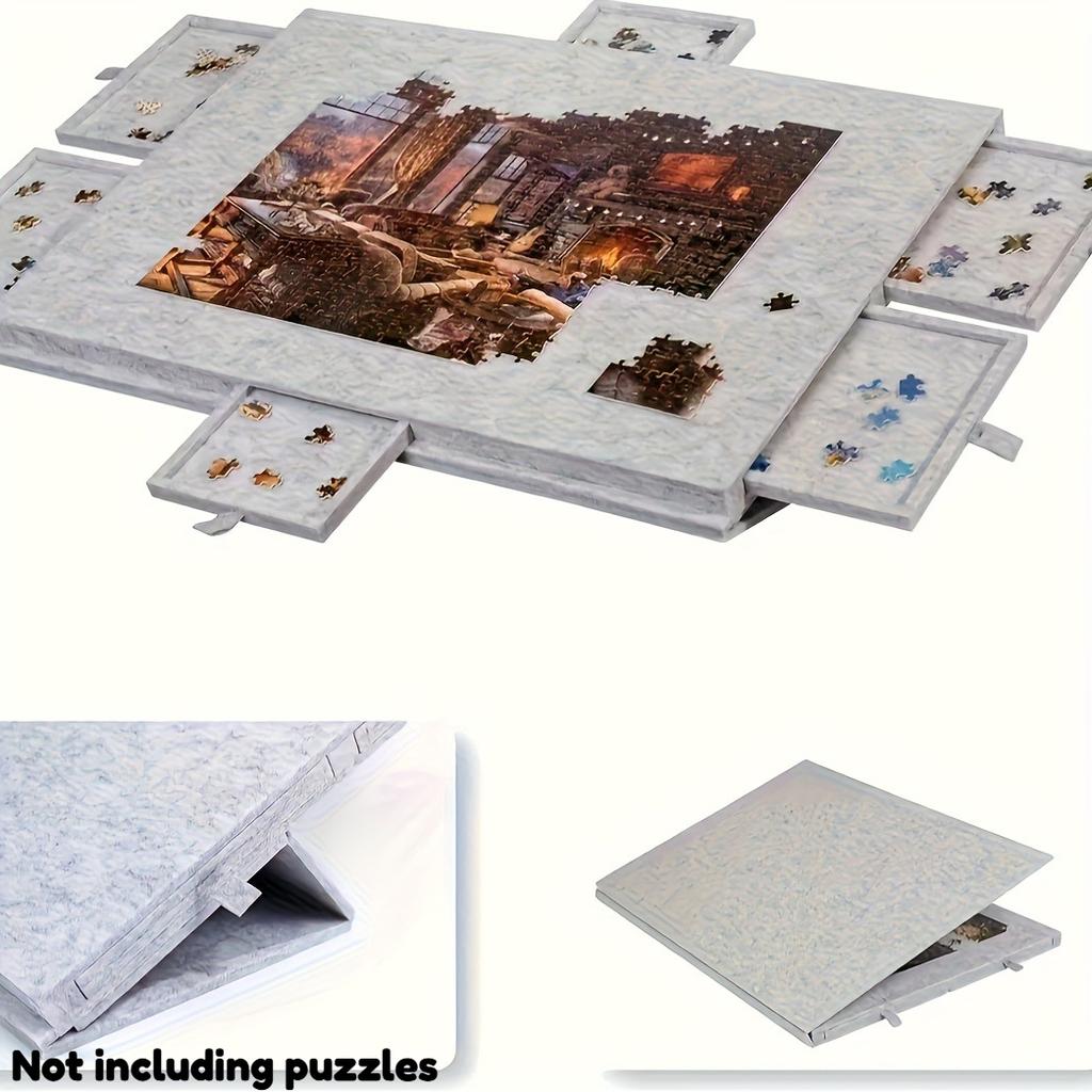 1 Set Professional Jigsaw Puzzle Table with 6 Drawers, Holds 1000 Pcs & Felt Board, Includes Display Lid & Stand, Gift Idea