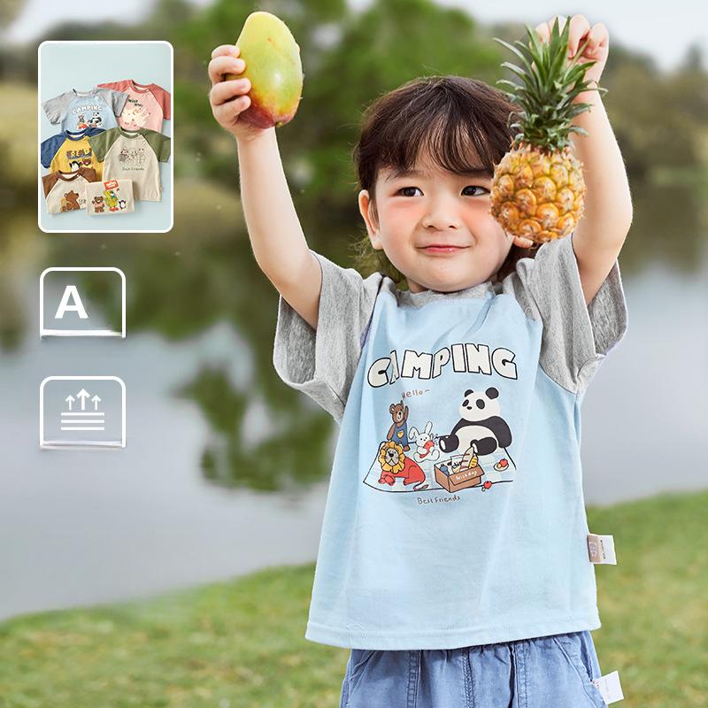 Одежда для малышей, футболки с короткими рукавами для мальчиков, летняя одежда для девочек, летняя хлопковая детская одежда для маленьких девочек, топы