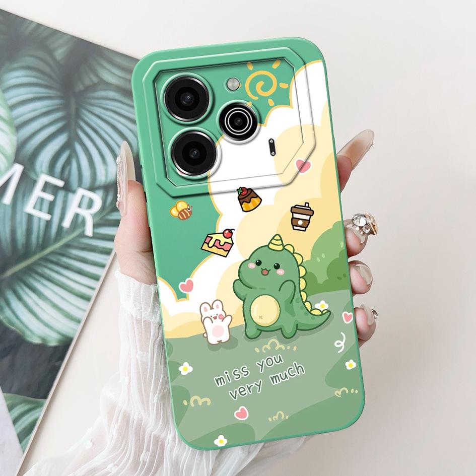 Pova 6 Case For Tecno Pova 6 Pro 5G Silicone Cover Cute Dinosaur Panda Camera Lens Protector Bumper For Tecno Pova6 Pro LI9 Capa