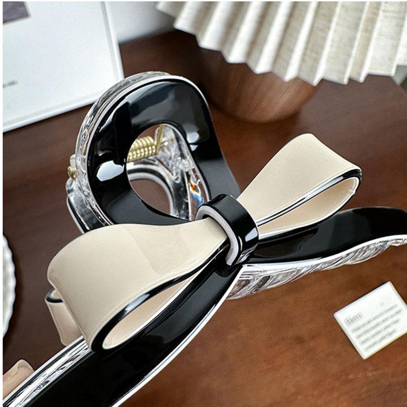 Новый Креативный Дизайн Геометрический Черно-Белый Цвет Бант Полый Зажим для Волос Ретро Ацетат Высокий Хвост Зажим-Акула