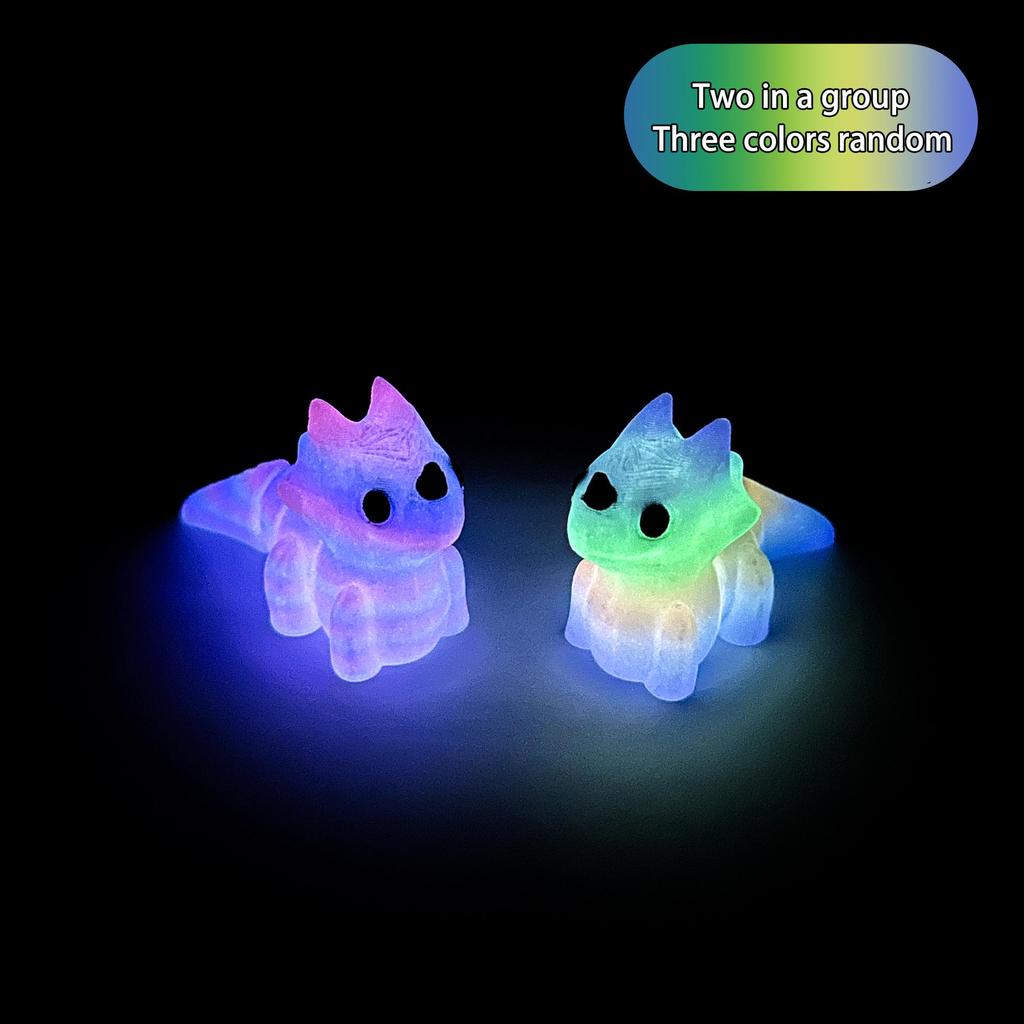 3D Printed Luminous Triceratops Gradient Figurine - Baby Dinosaur Toy with Simulated Chinese Dragon Features