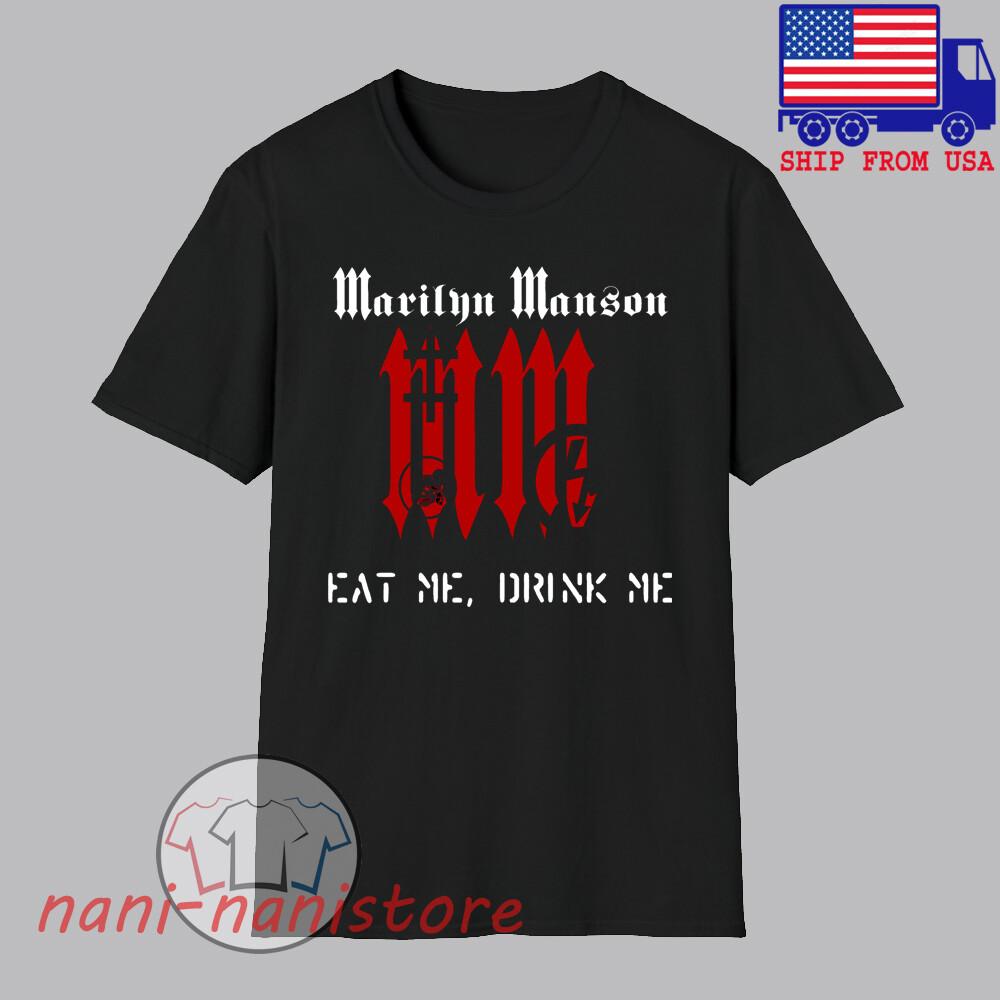 MARILYN MANSON Съешь меня Выпей меня Мужская#039;s Черный Размер S5XL Унисекс Футболка