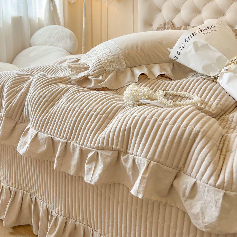 Хлопковый комплект постельного белья 2025 G5Z French Sweetheart - 4 предмета с простыней на резинке и покрывалом