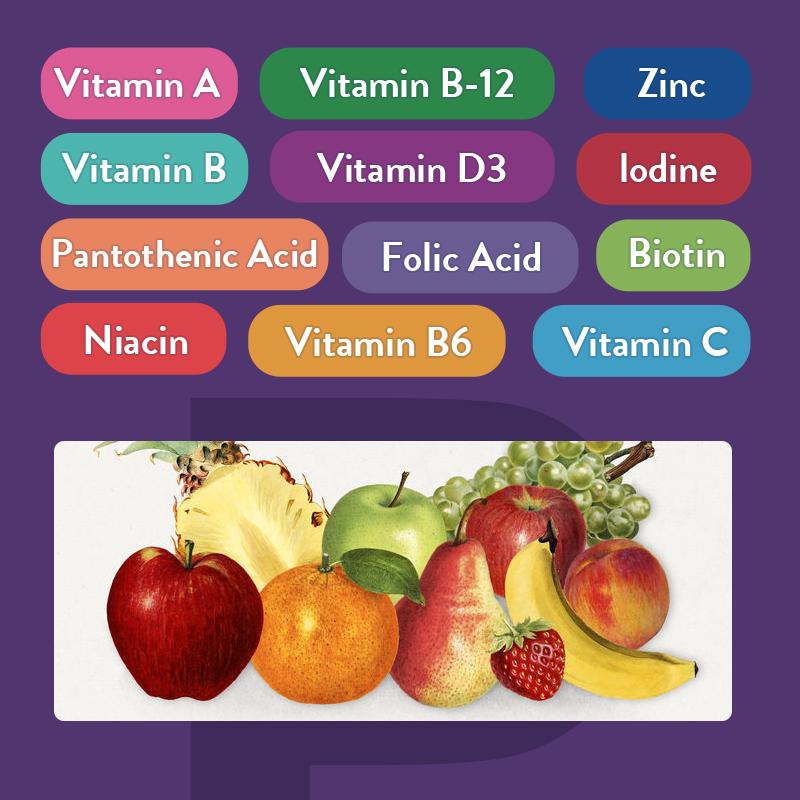 Biotin gummies, containing a mixture of vitamin B6, zinc, and iodine, 100 gummies, suitable for adults.