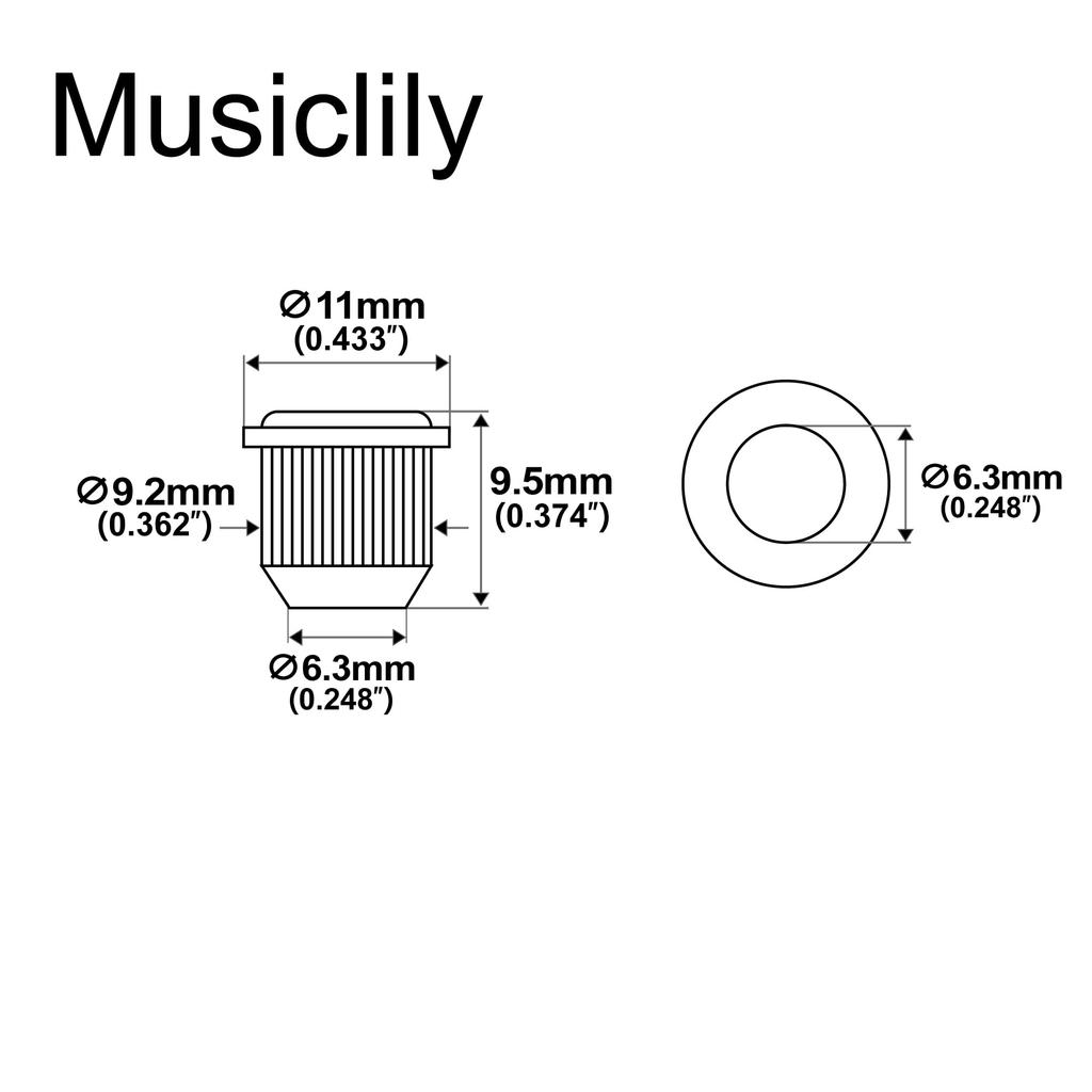 Musiclily Ultra Brass 9.2mm Vintage Style Guitar Tuning Peg Bushings for Epiphone Electric Guitar Tuning Pegs, Gold (Set of 6)