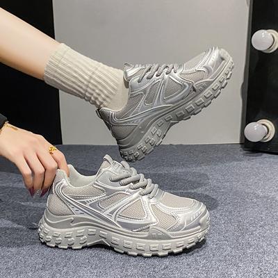 Модные повседневные туфли, женские осенние новые дышащие студенческие спортивные туфли, женские новые сетчатые туфли для папы, размер 35-40