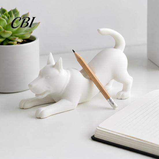 Kawaii Puppy Figurine Pen Rack Cute Dog Holder, 3D Printed Pencil Stand, Small Practical Aesthetic Desktop Decorations Stretching Desk Organizer