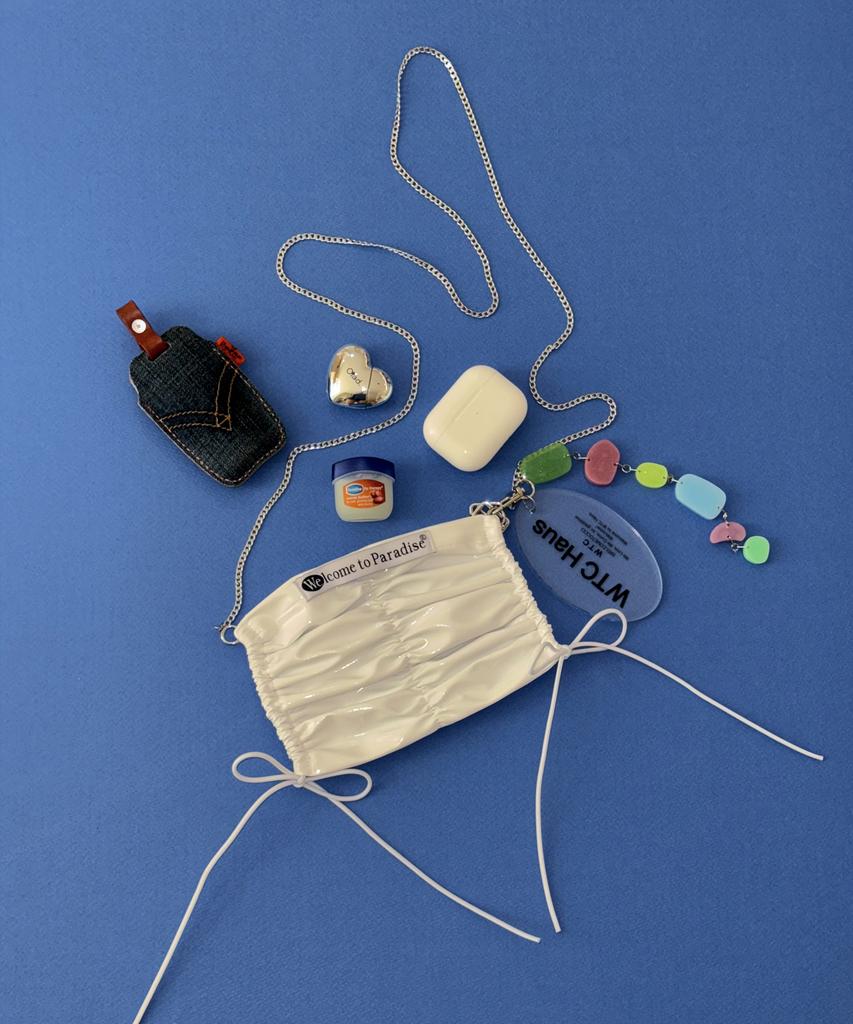 Добро пожаловать в Ccc Mimi Bag (белый) + Мини-сумка на серебряной цепочке