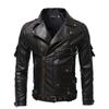 Men's Autumn and Winter Personalized Leather Jacket Slim Fit Multi Pocket Zipper Jacket