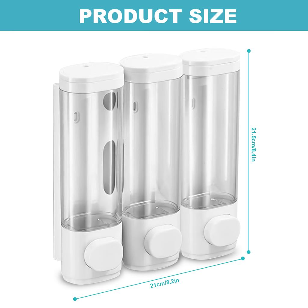 Shower Soap Dispenser Wall Mounted , Shampoo And Conditioner Dispenser,Shower Shampoo Dispenser 3 Chamber,Shower Dispenser