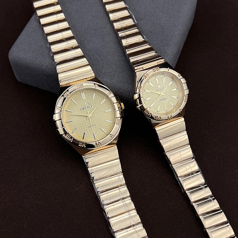 Мужские часы Бренд Люкс Водонепроницаемые Парные часы Золотые Классические Стальные Женские Модные Кварцевые Наручные часы Подарок