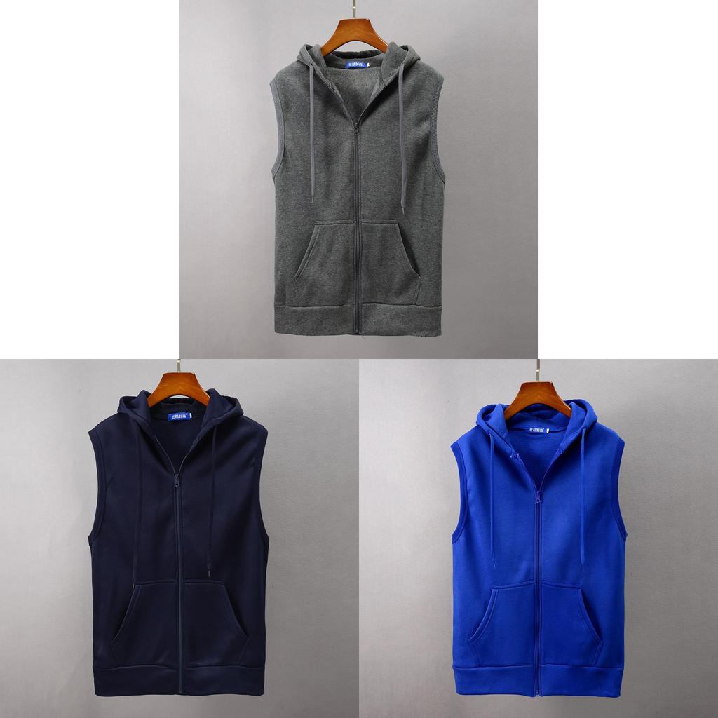 Mens Summer Casual Cotton Hoodie Vest With Sleeveless Design For Lounge And Sports Use