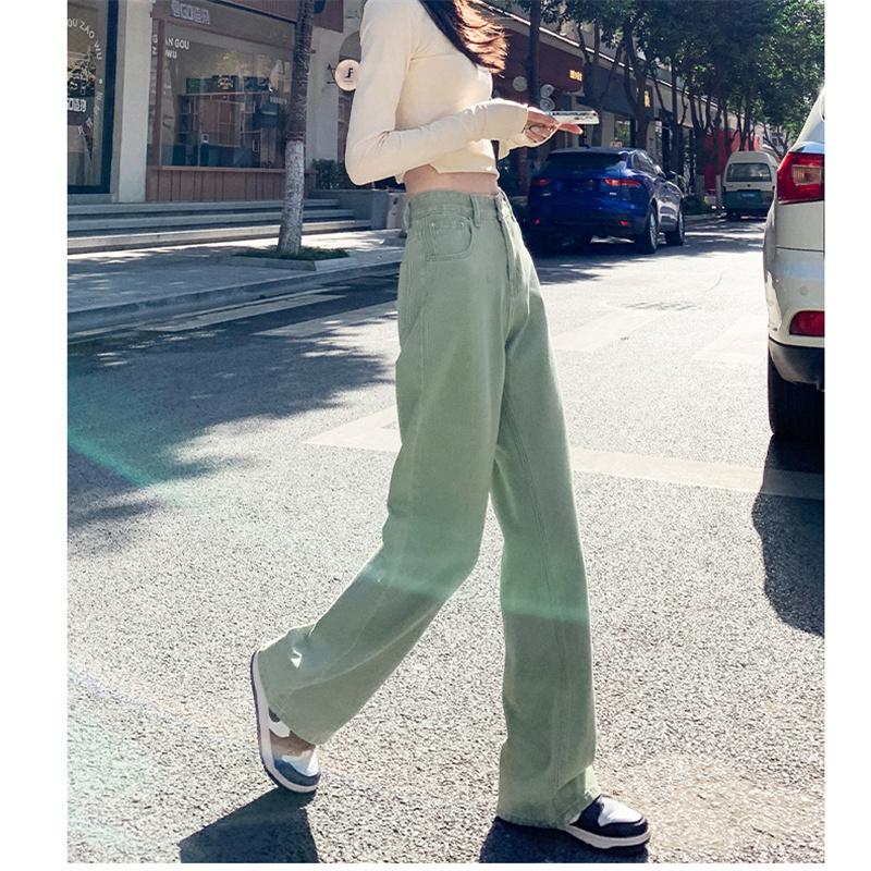 Spring 2022 Womens Fashion High Waist Wide Leg Baggy Jeans Straight Long Denim Pants Casual Streetwear Mom Jeans Trousers for Women