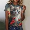 Fashion Womens T-shirt 3D Cats Print Tees Tops Harujuku Animal T Shirt Female Clothing Oversized Summer Top 2024 Women's T-shirt