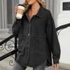 Женская модная универсальная классическая ретро однотонная джинсовая куртка с лацканами, длинными рукавами и карманом, свободного кроя