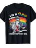 UnisexS Fun Gay Furry Pride Month TShirt Rainbow Fox and Dog Pattern I Am Gay Furry Slogan Comfortable Neck Short Sleeve Top