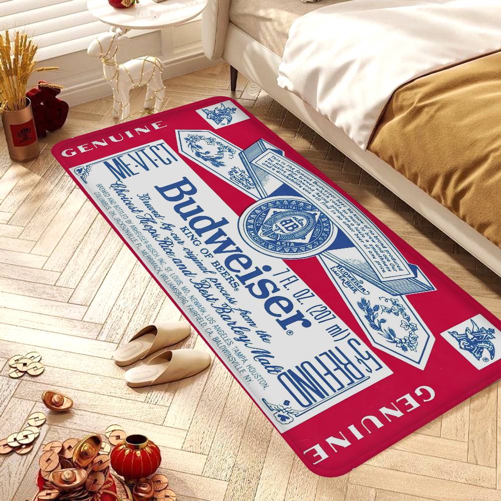 B-BudweiserS Beer Door Mat Washable Non-Slip Living Room Sofa Chairs Area Mat Kitchen Toilet Rug