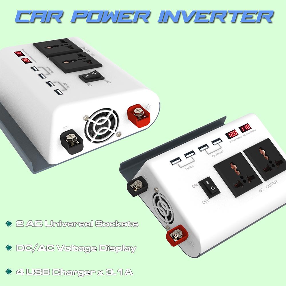 Инвертор мощности 300 Вт от 12 В постоянного тока до 110 В переменного тока, модифицированный синусоидальный преобразователь с солнечной панелью 36 Вт и током 30 А