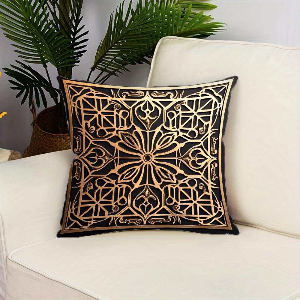 High-end Textured Retro Printed Pattern Throw Pillow Cover Polyester Cushion Cover Home Decor Pillow Cover with Zipper
