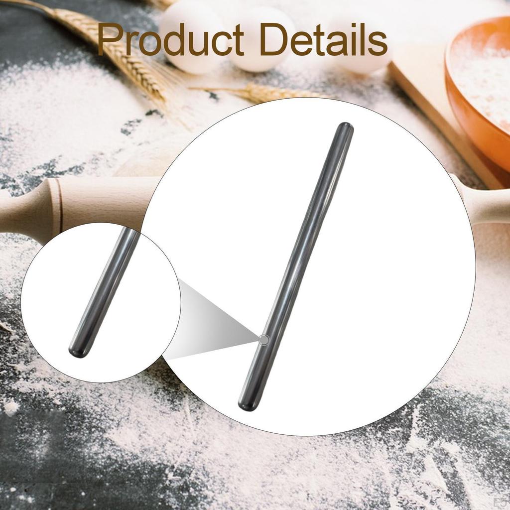 Stainless Steel Rolling Pin Kitchen Utensil for Baking Bread Cookie Pie