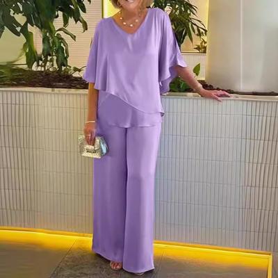 Женская футболка, однотонная, с v-образным вырезом, неровный подол, повседневный брючный костюм больших размеров