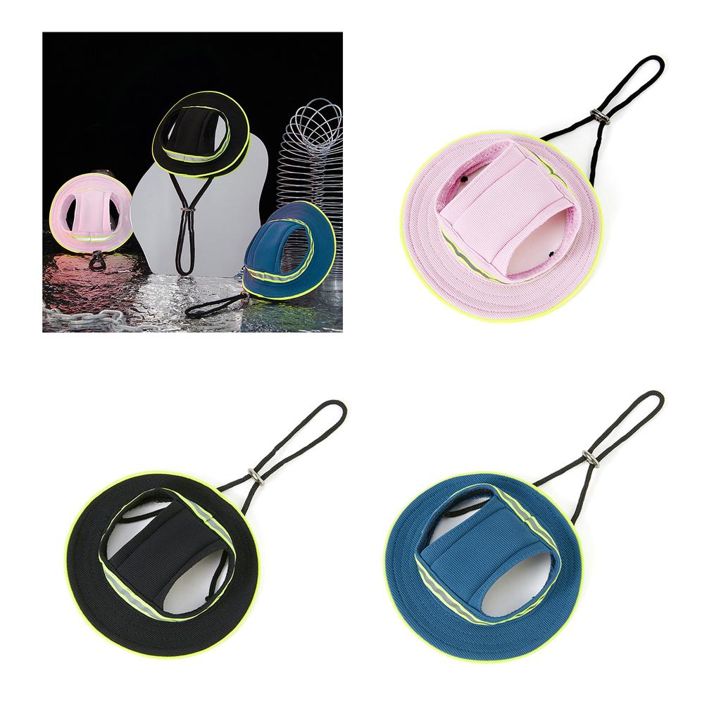 Reflective Pet Cap for Night Walk Safe Dog Hat with Adjustable Neck Strap Breathable Puppy Walking Hat Camping Gear