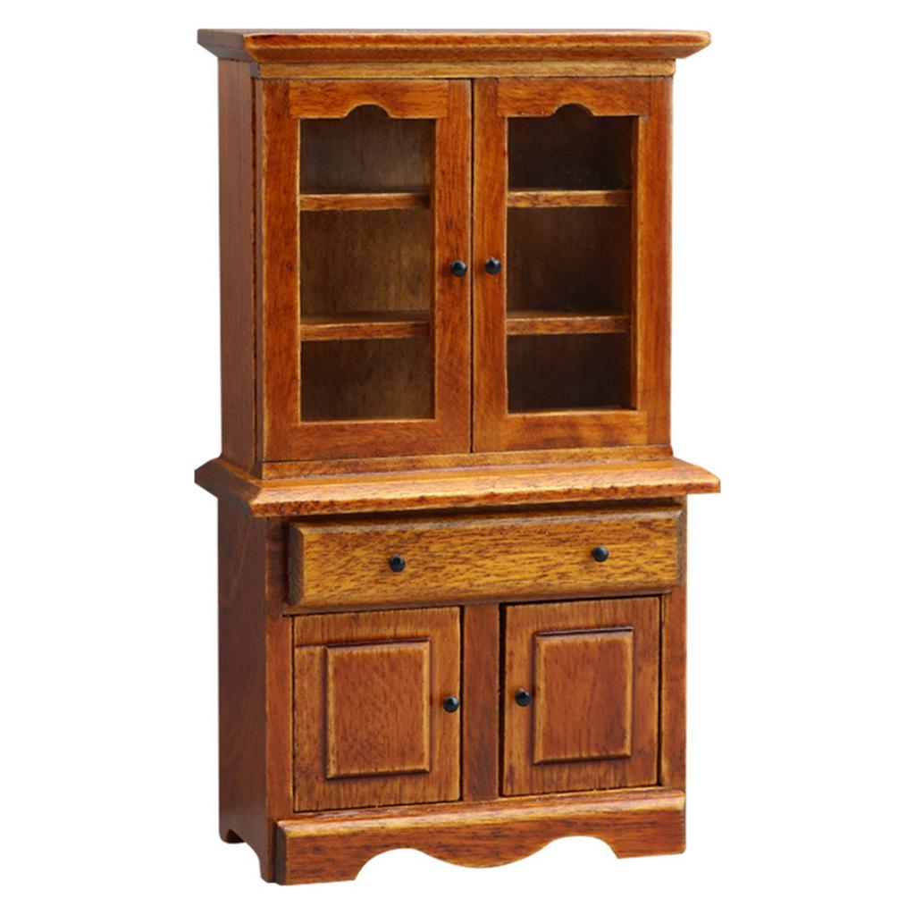 Миниатюрный кукольный домик в масштабе 1/12, винтажный декоративный шкаф для хранения, вертикальный книжный шкаф для демонстрации и украшения дома