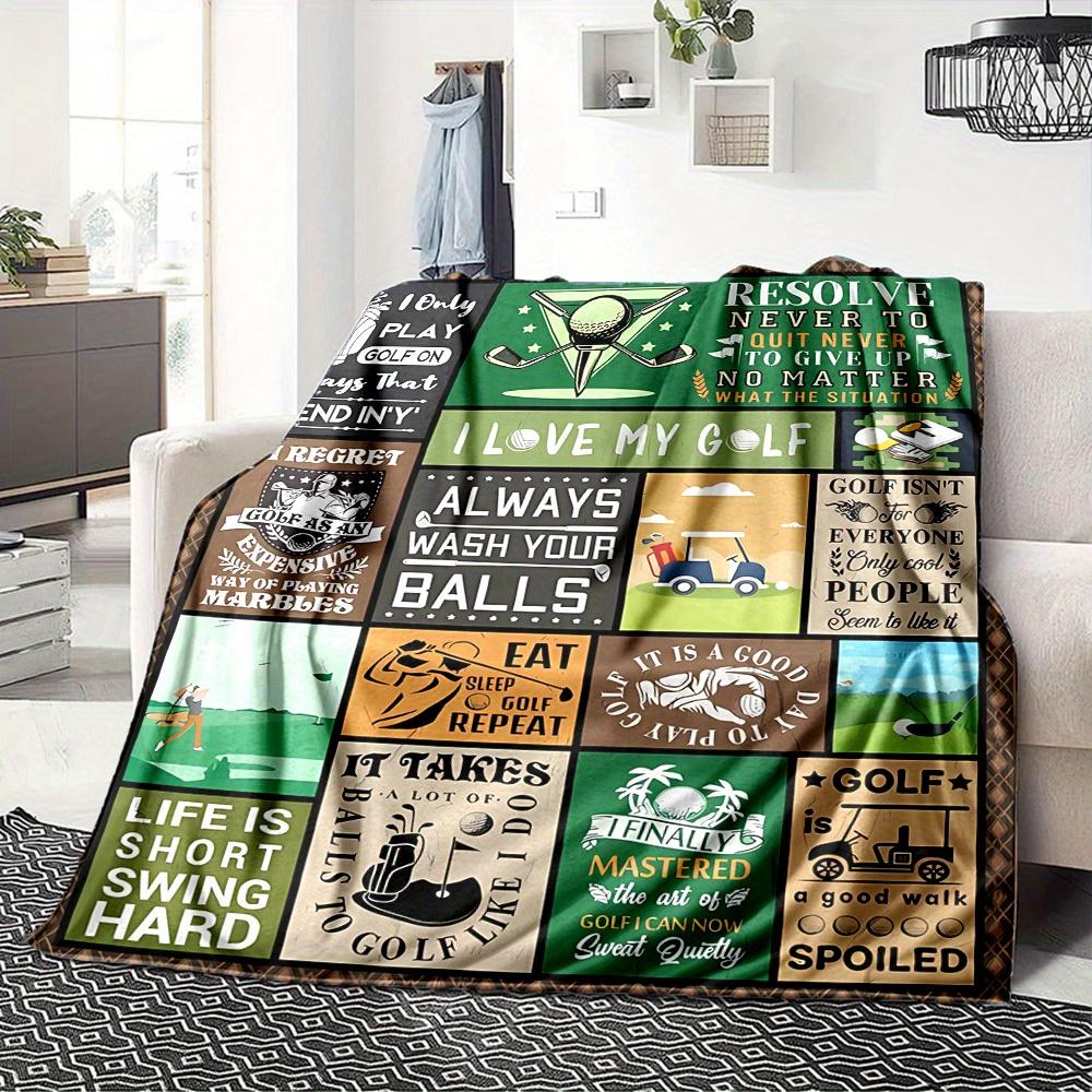 1pc Golf,Swing,Resolve Digital Printed Flannel Blanket, Super Soft Plush Fleece Bed Cover, Multipurpose Four Seasons Hypoallergenic Quilt fo