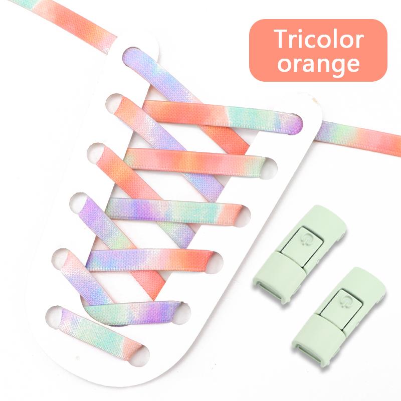 Шнурки с зажимом, без завязок, эластичные шнурки, плоские шнурки для кроссовок, радужные шнурки для обуви, для взрослых и детей