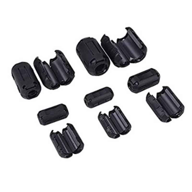 3Pc Ring Core Ferrite Bead Clamp Choke Coil Emi Rfi Noise Filter Clip Snap Cable