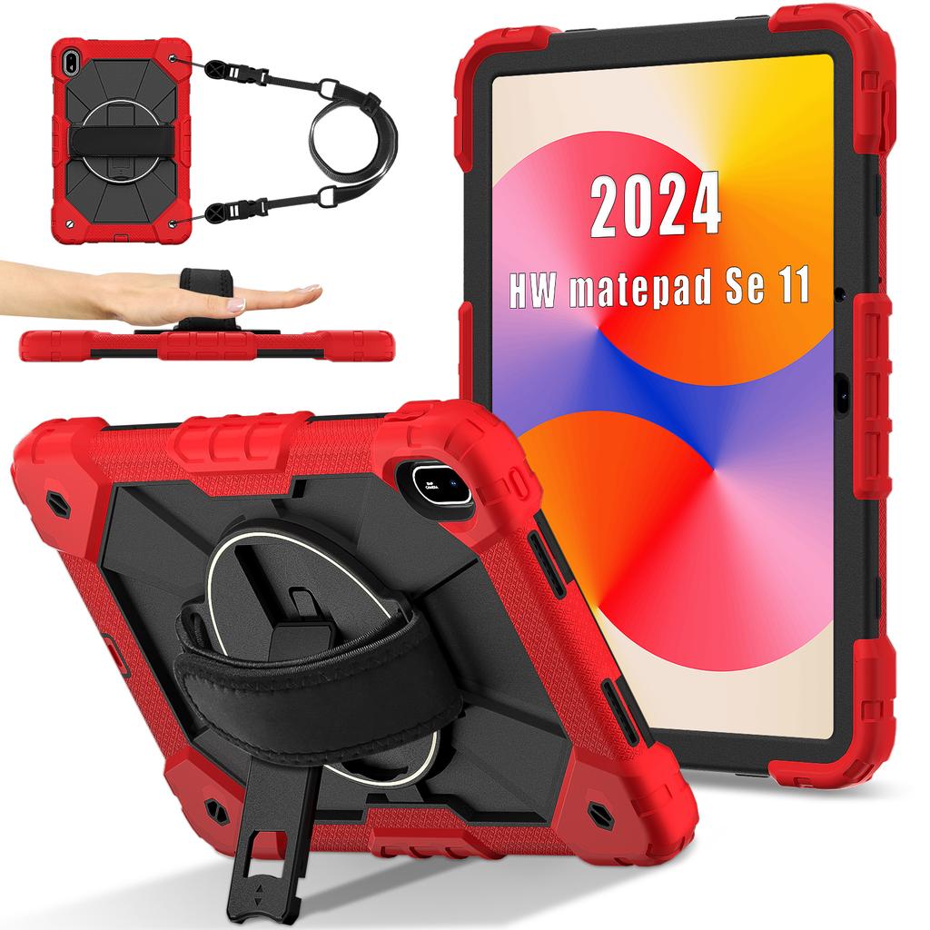 For Huawei MatePad SE 11 Case Kickstand Silicone+PC Tablet Cover with Shoulder Strap